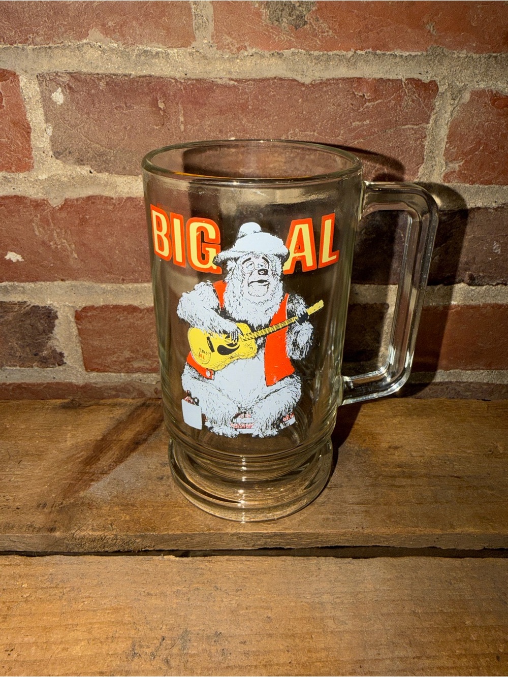 Big Al Glass Beer Drinking Mug Walt Disney Productions Cup 16oz Tall